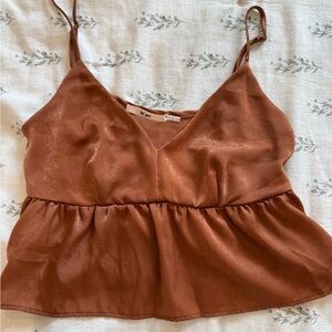 Women's Brown Peplum Top